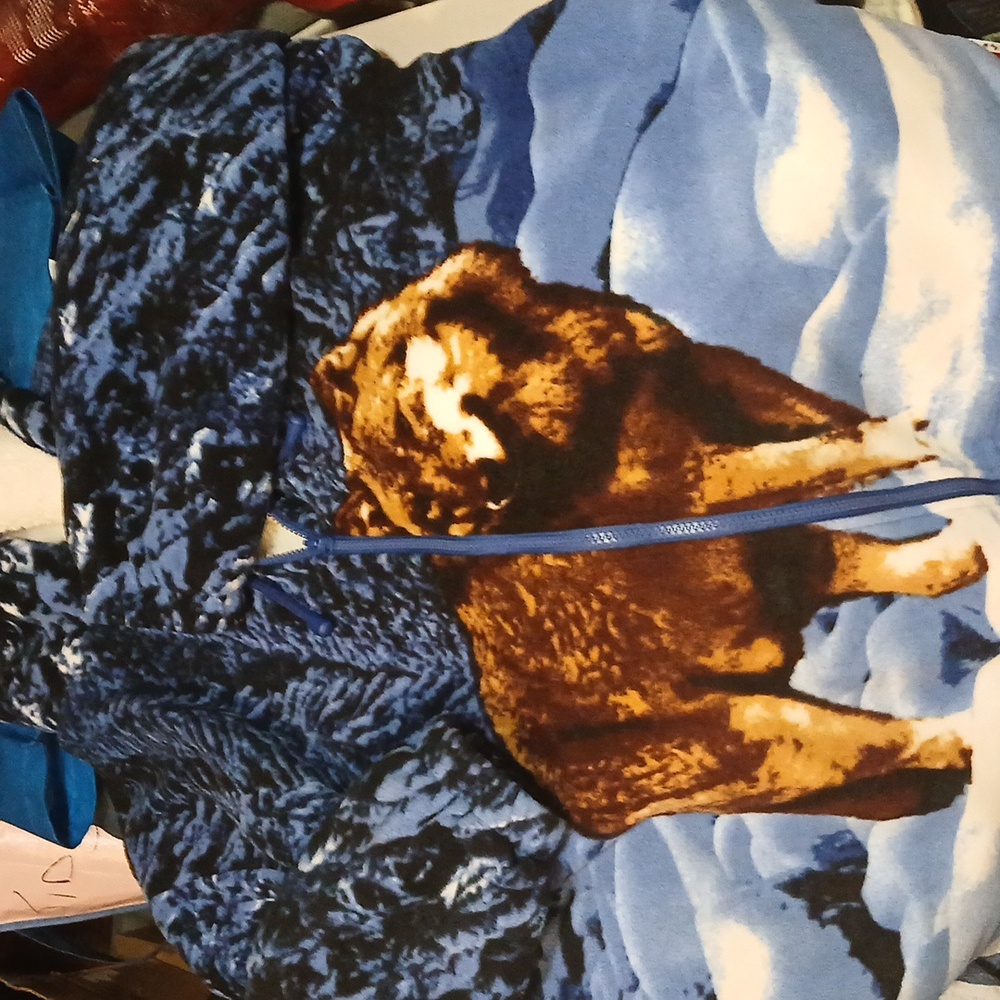 Wolf Print Hooded Jacket (Unisex) Size Large-(see Measurments In Description) - Picture 13 of 14